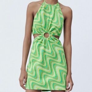 ZARA 70S JAQUARD RETRO KNIT MINI DRESS